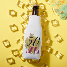 Enfriador De Botellas Flor de cactus amarilla 50 y fabuloso cumpleaños
