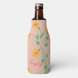 Enfriador De Botellas Floral artística en amarillo