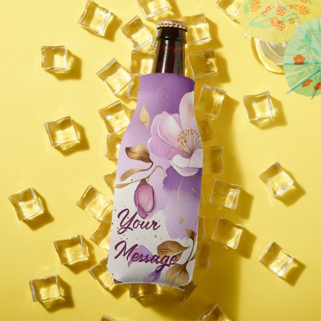 Enfriador De Botellas Floral de oro morado de bonito (Verano in situ)