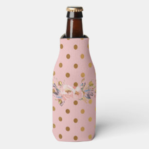 Enfriador De Botellas Flores Adorables Faux Gold Polka