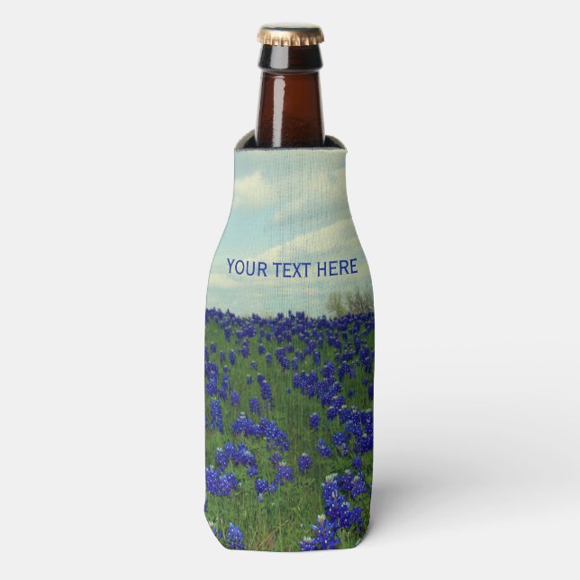 Enfriador De Botellas Flores azules de Bluebonnets Texas Floral (Frente de la botella)