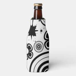 Enfriador De Botellas Flores caprichosas en blanco y negro, círculos, sa
