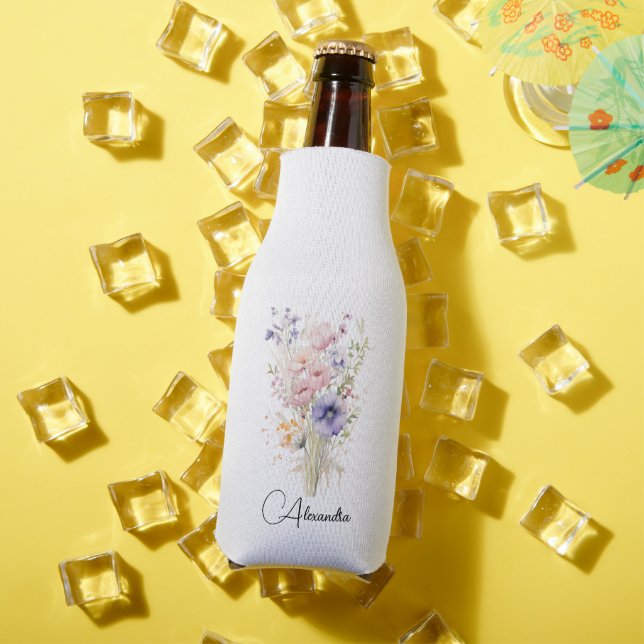 Enfriador De Botellas Flores silvestres moradas rosadas para chica paste (Verano in situ)