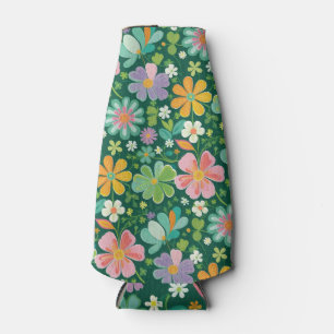 Enfriador De Botellas Flores Silvestres Pastel En Naranja Púrpura Rosa Y