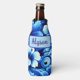 Enfriador De Botellas Flores Tropicales Hawaianas Hibisco Personalizadas