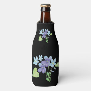 Enfriador De Botellas Flores violetas salvajes Ilustracion negro