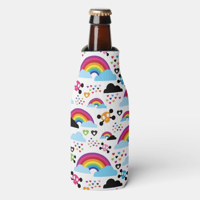 Enfriador De Botellas Fondo del cráneo emo arco iris adolescente (Frente de la botella)