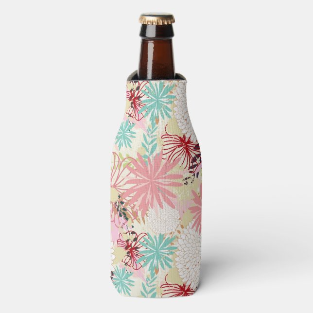 Enfriador De Botellas Fondo floral 4 (Frente de la botella)