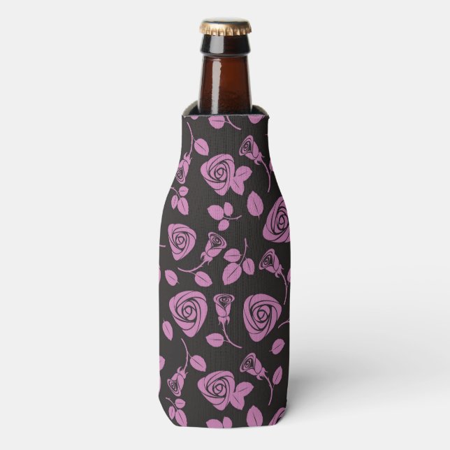 Enfriador De Botellas Fondo Rosa floral (Frente de la botella)