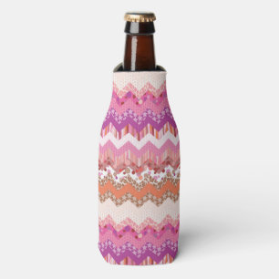 Enfriador De Botellas Fondo rosado del zigzag
