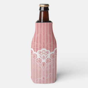 Enfriador De Botellas Fondo rosado y blanco con el cordón negro