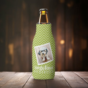 Enfriador De Botellas Foto con patrón de cheurón y nombre personalizad