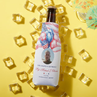 Enfriador De Botellas Foto personalizada de jubilación del ejército de E