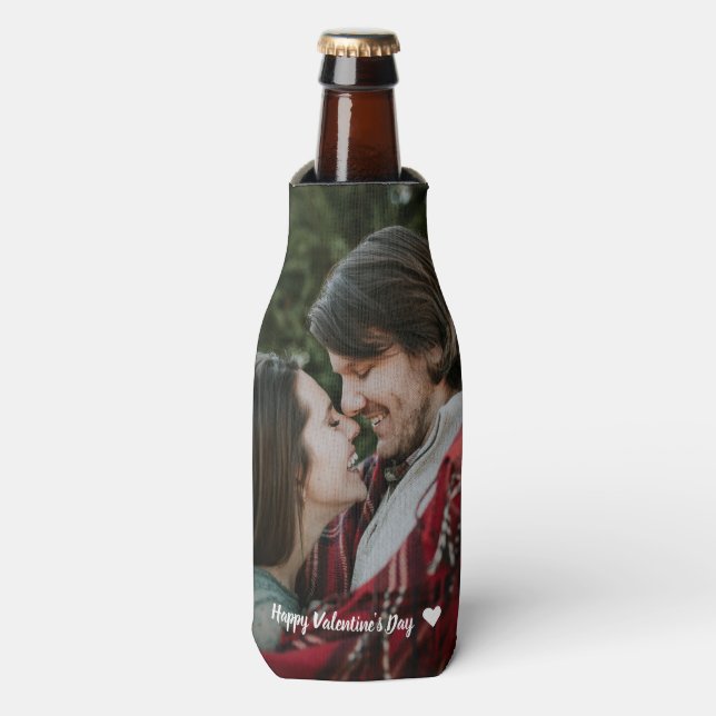 Enfriador De Botellas Foto personalizada de pareja de San Valentín (Frente de la botella)