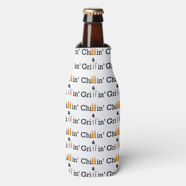 Enfriador De Botellas Frasco de Chillin y Grillin y Can Huggie (Frente de la botella)