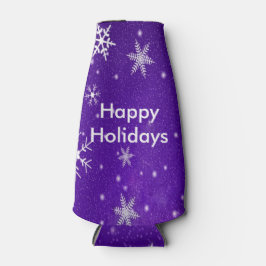 Enfriador De Botellas Frasco de fondo azul con copos de nieve blancos