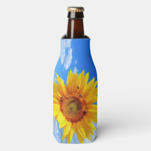 Enfriador De Botellas Frasco de girasol amarillo y abejas