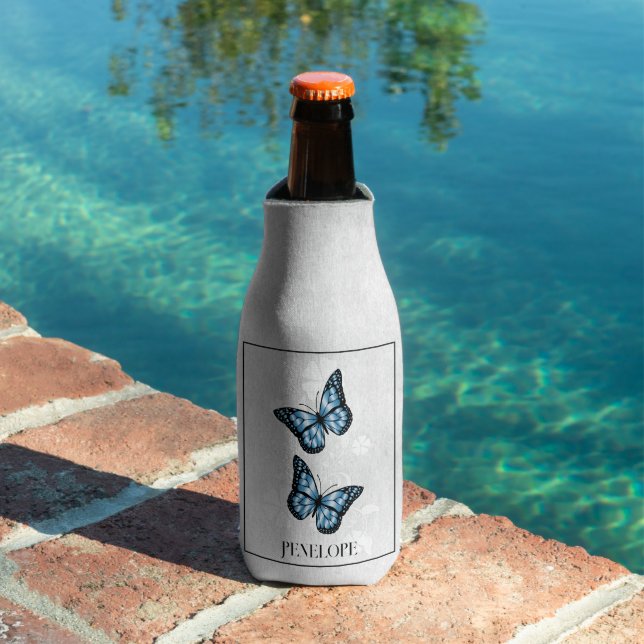 Enfriador De Botellas Frasco de mariposa azul Floral Personalizado Frasc (Piscina in situ)