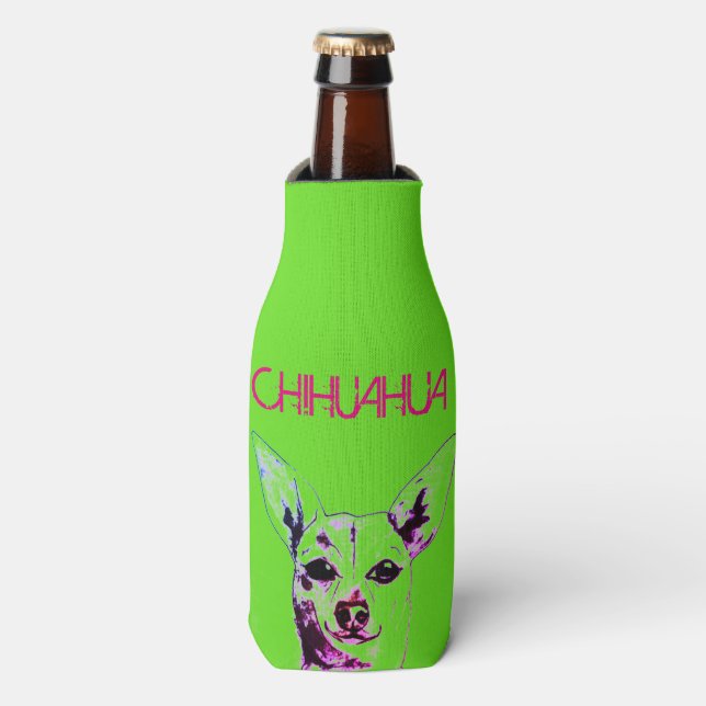 Enfriador De Botellas Frasco Temático Lime Green Chihuahua (Frente de la botella)