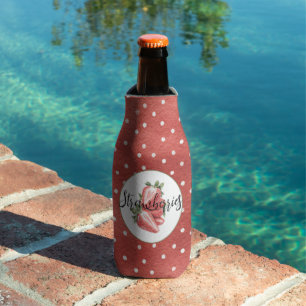 Enfriador De Botellas Fresas de puntos rojos y blancos Fruta
