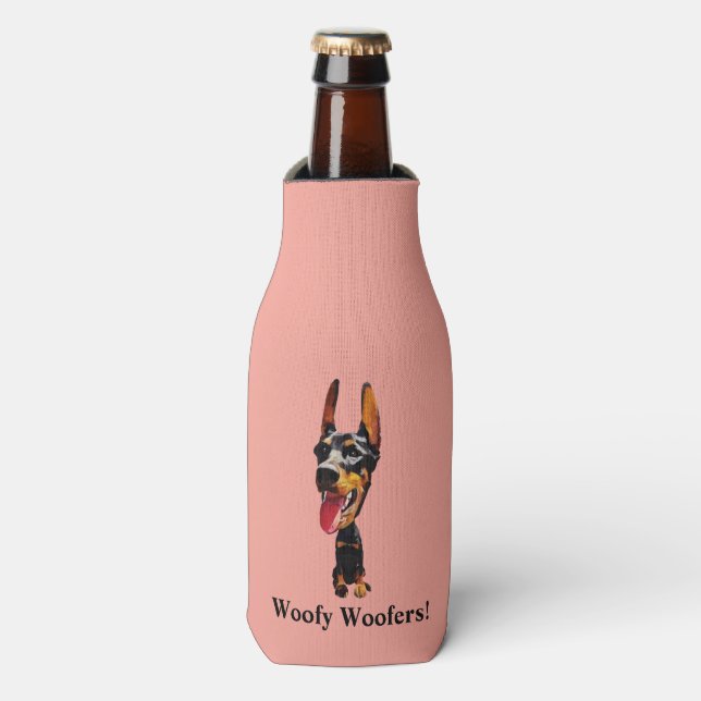 Enfriador De Botellas Fun Personalizado Doberman Pinscher Frasco (Frente de la botella)