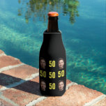 Enfriador De Botellas Fun Unique 50 Birthday Photo Guay Retro<br><div class="desc">Un divertido refrigerador de botellas fotográficas de 50 años en un diseño amarillo retro audaz. ¡El año es personalizable para cualquier año de cumpleaños! Para obtener el efecto de recorte, utilice un archivo png con el fondo ya cortado. Si no, la foto aparecerá como un círculo rodeado por su propio...</div>