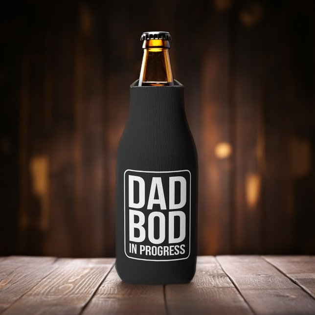 Enfriador De Botellas Funny Dad Bod in Progress Humthers Day Black (Funny Dad Bod Bottle Cooler)