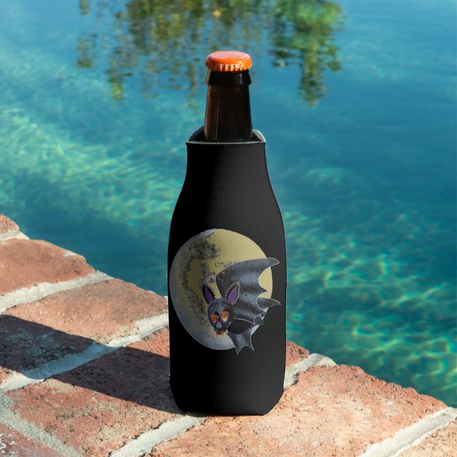 Enfriador De Botellas Funny Drunk Halloween Full Moon Bat (Piscina in situ)