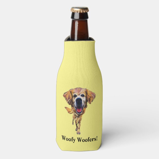 Enfriador De Botellas Funny Personalizado Golden Retriever Bottle Cooler (Frente de la botella)