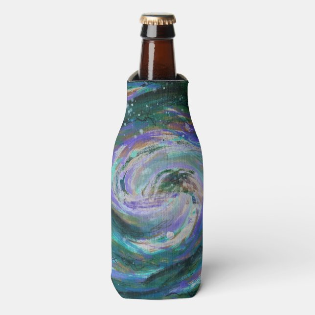 Enfriador De Botellas Galaxia esmeralda y púrpura (Frente de la botella)