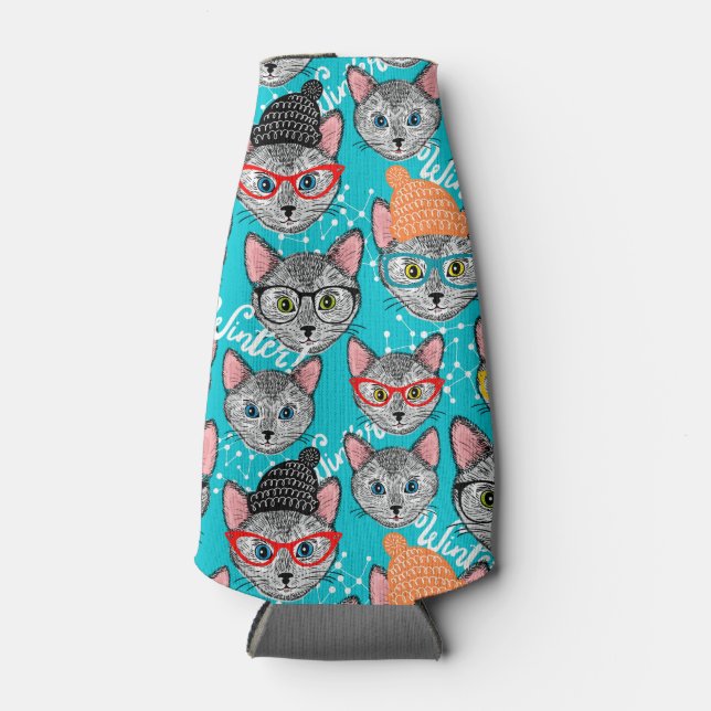 Enfriador De Botellas Gato en el gorra (Anverso)