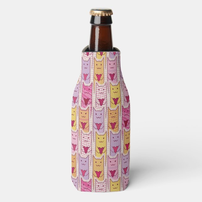 Enfriador De Botellas Gatos cortos con corazones amorosos (Frente de la botella)