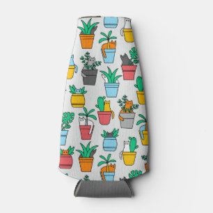 Enfriador De Botellas Gatos en macetas de flores