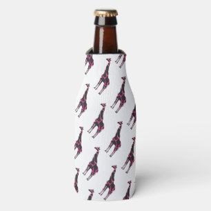 Enfriador De Botellas Giraffe Hot Pink and Black Silhouette