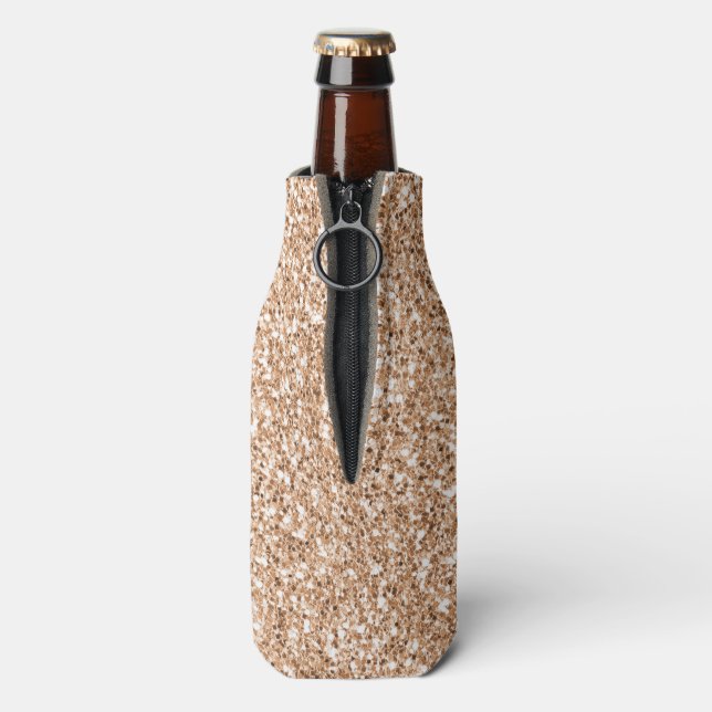 Enfriador De Botellas Glitz Purpurina de Rubor de Peach Rosa Gold (Reverso de la botella)
