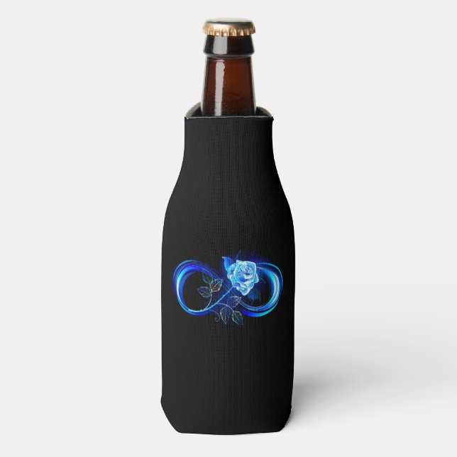 Enfriador De Botellas Glowing infinity with blue rose (Frente de la botella)