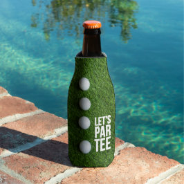 Enfriador De Botellas Golf Let's Par Tee con bola sobre césped verde