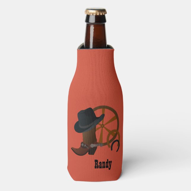 Enfriador De Botellas Gorra de vaqueros y botes personalizados (Frente de la botella)