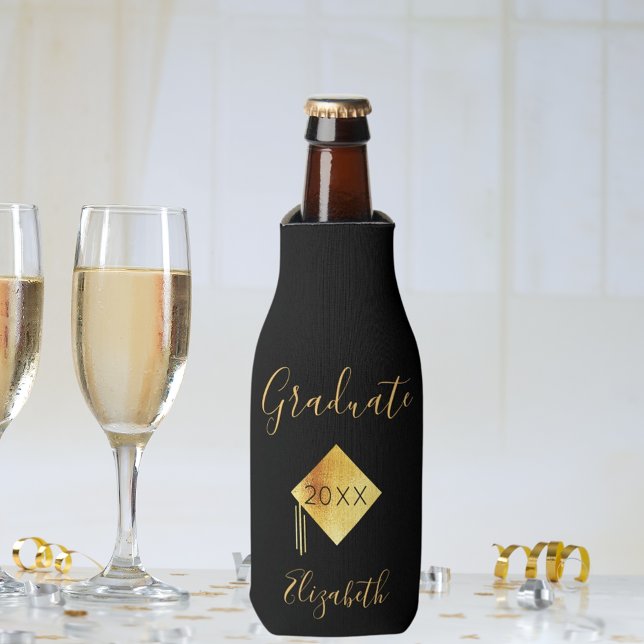 Enfriador De Botellas Gorra dorada negra del partido de graduación (Subido por el creador)