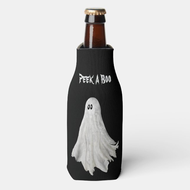 Enfriador De Botellas Gracioso Fantasma Del Pasado Dibujo De Halloween (Frente de la botella)