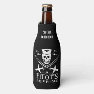 Enfriador De Botellas Gracioso piloto de aviones Skull Pirate Humor  Per