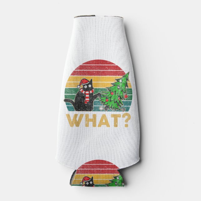 Enfriador De Botellas Gracioso suéter Navidad Shirt Naughty Cat San (Anverso)