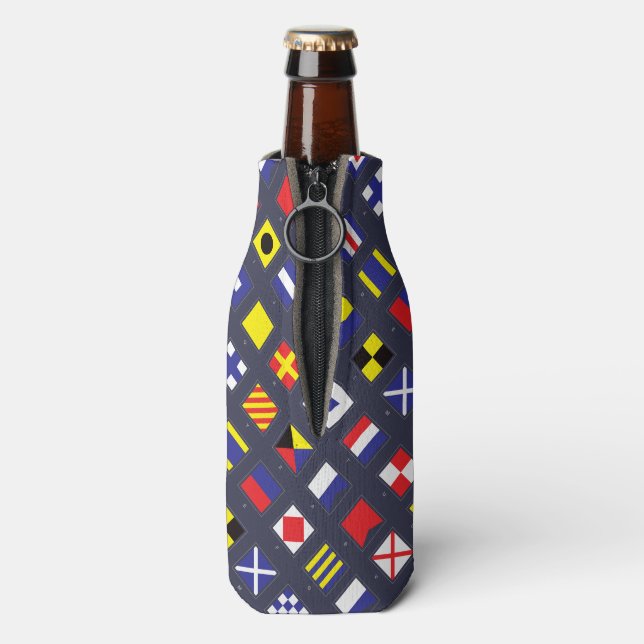 Enfriador De Botellas Gráfico de bandera náutica (Reverso de la botella)