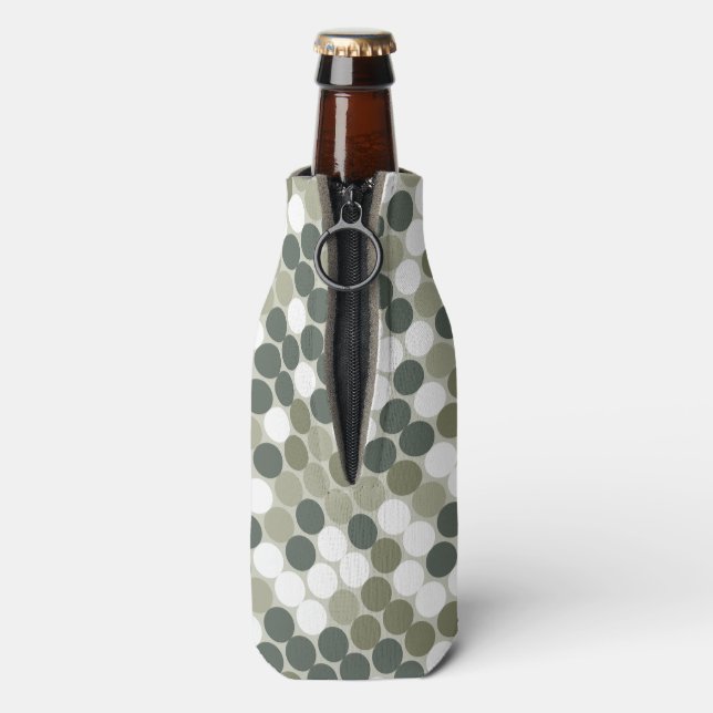 Enfriador De Botellas Green retro dots (Reverso de la botella)