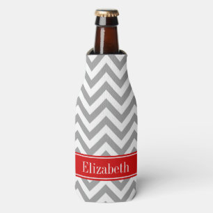Enfriador De Botellas Gris oscuro Lg Chevron Red Name Monograma