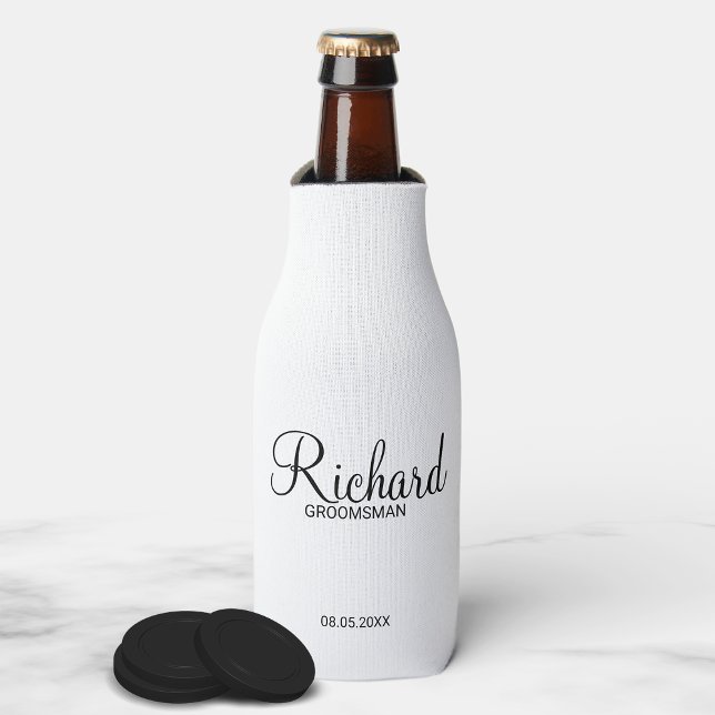 Enfriador De Botellas Groomsman personalizado con guión moderno (Subido por el creador)