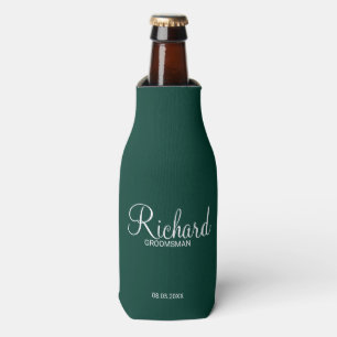 Enfriador De Botellas Groomsman personalizado del verde esmeralda modern
