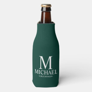 Enfriador De Botellas Groomsman personalizado del verde esmeralda modern