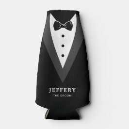 Enfriador De Botellas Groomsmen personalizado de escritura moderna negra
