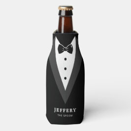 Enfriador De Botellas Groomsmen personalizado de escritura moderna negra